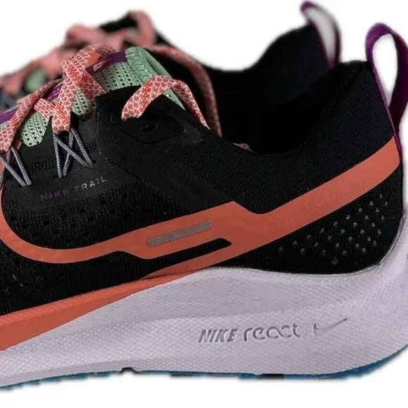 Nike Men's React Pegasus Trail 4 Black Magic Ember Vivid Purple Sneakers Size 10